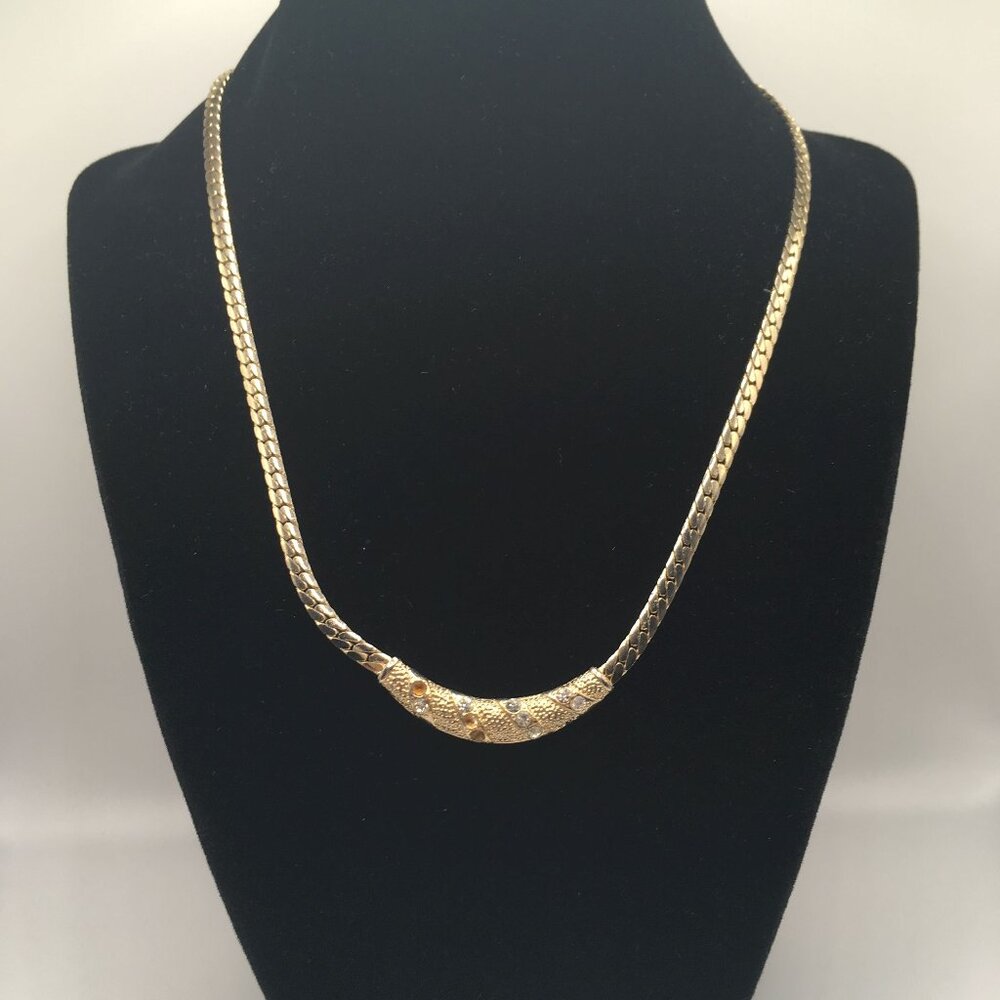 Snake Chain Rhinestone Necklace. 17" Length.